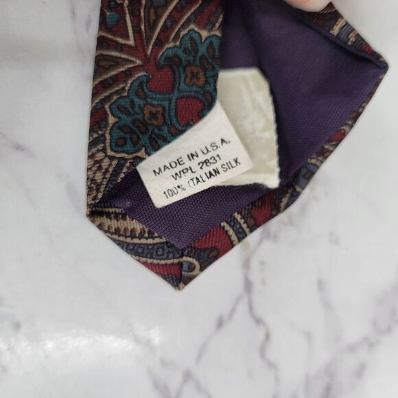 Peacock Vintage Italian Silk Paisley Patterned Necktie Men's Tie - Picture 4 of 7